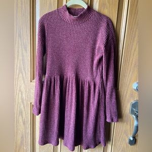 Red dress w mock neckline